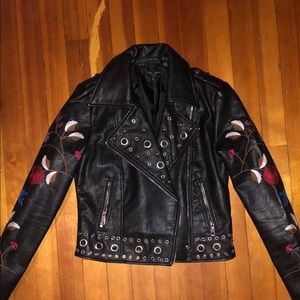 Leather jacket with unique detail